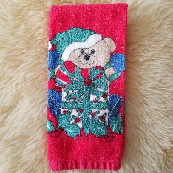 Vintage Holiday Teddy Bear Christmas Hand Wash Towels - Picture 9 of 9